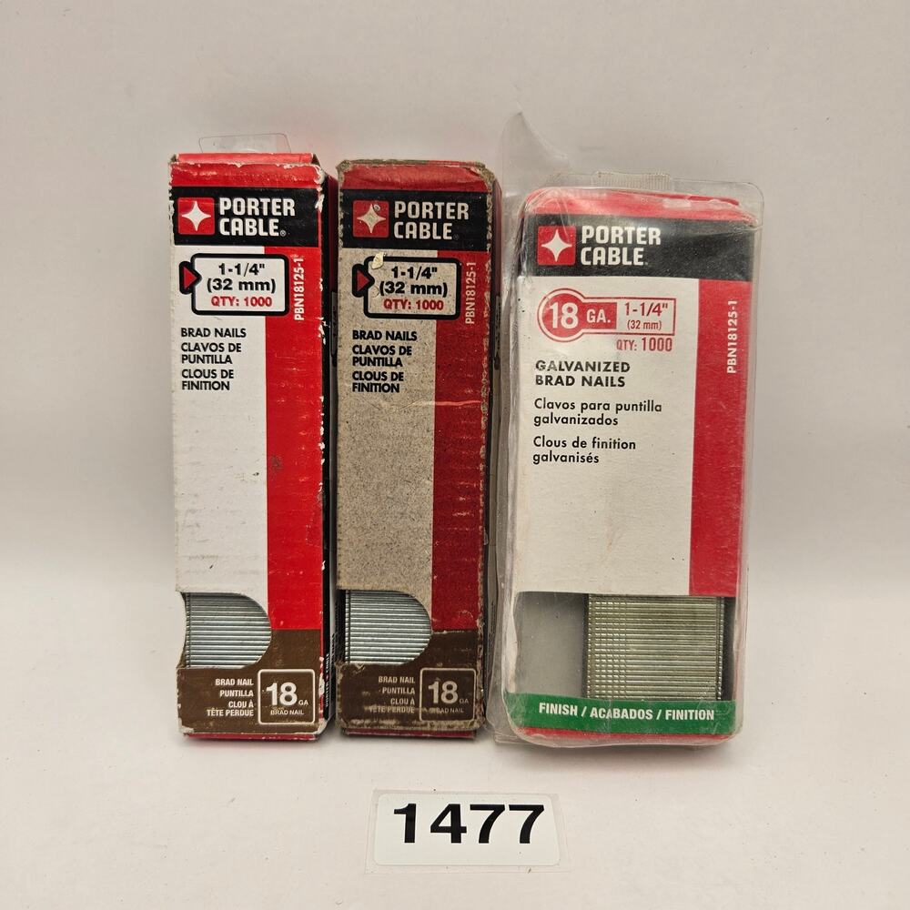 PORTER CABLE GALVANIZED 18 GAUGE BRAD NAILS 1-1/4" PBN18125-1/3000PCS